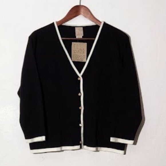 F.L. Malik Women's Vintage V-neck Button-Down Sweater in size Large - Picture 1 of 6